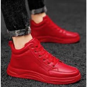Like New Vibrant Red High-Top Mens Sneakers Size 9.5